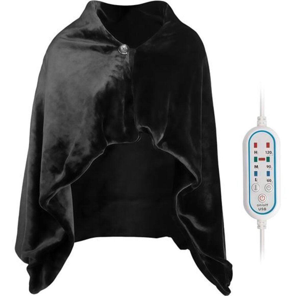 USB Heated Shawl Heated Blanket Plush Flannel Blanket with 3-Setting Heat
